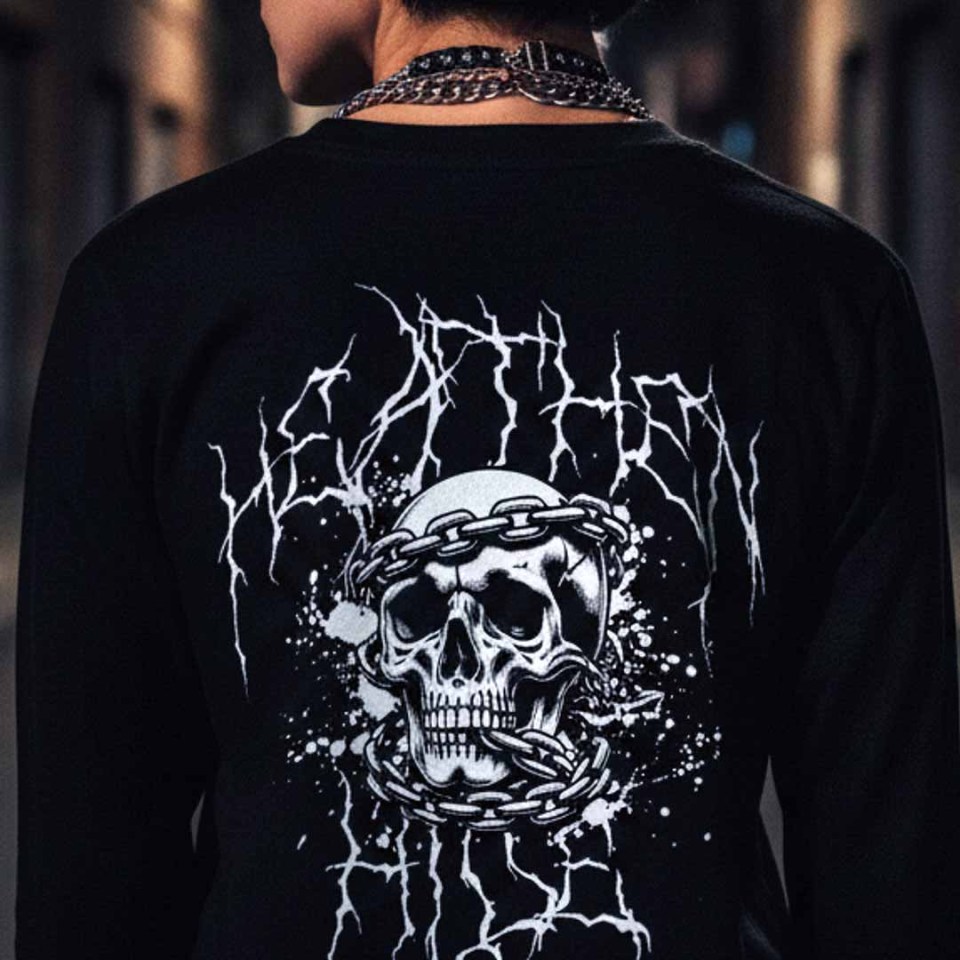 Heathen Hide Skull & Chains Unisex Long Sleeve Tee