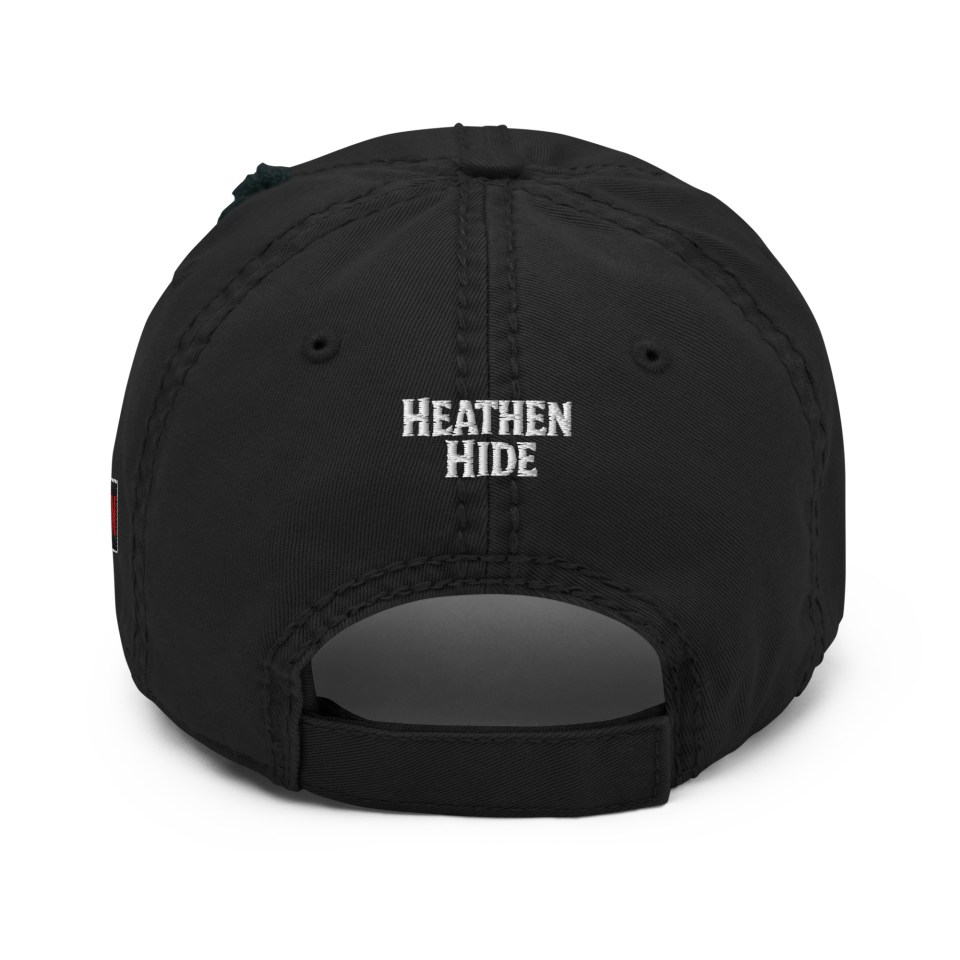 Heathen Hide Embroidered Logos Distressed Hat