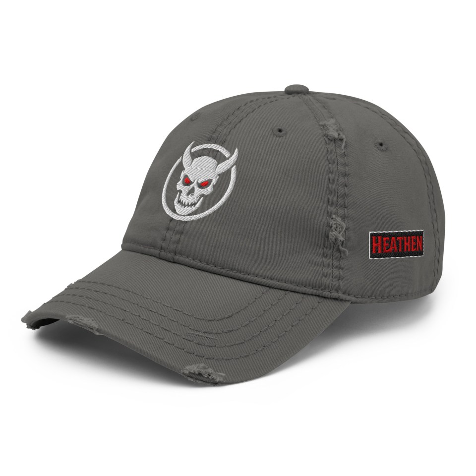 Heathen Hide Embroidered Logos Distressed Hat
