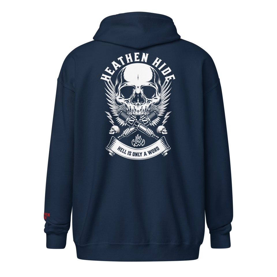 Heathen Hide Hell Is Only A Word Unisex heavy blend zip hoodie