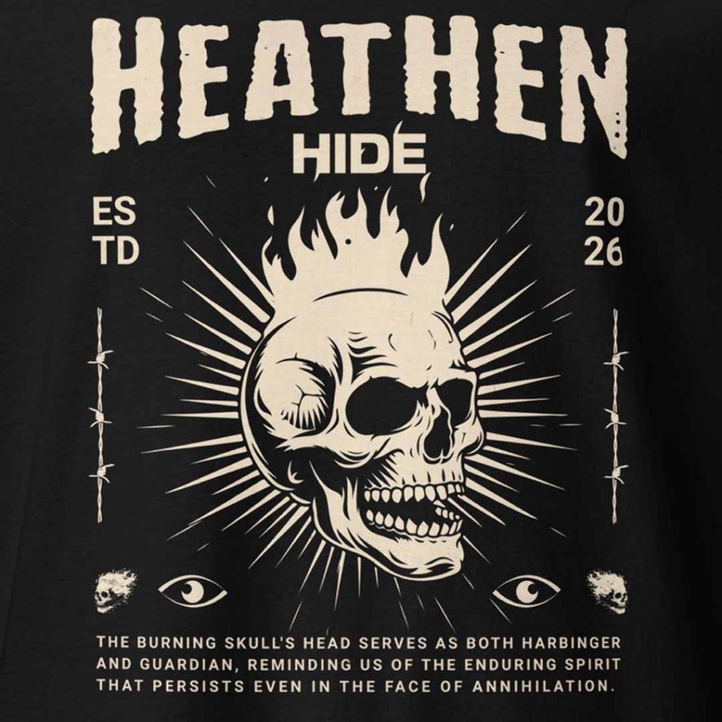 Heathen Hide Flaming Skull Vintage Unisex T-Shirt