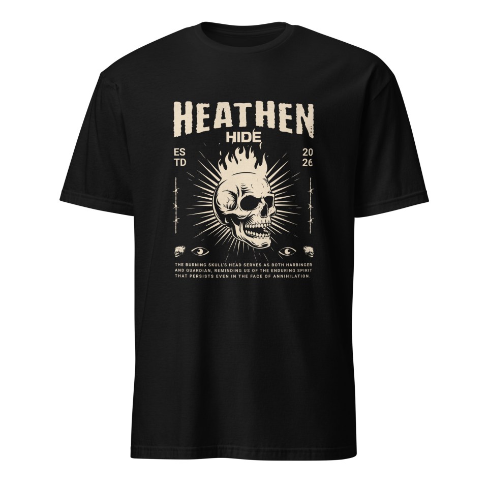 Heathen Hide Flaming Skull Vintage Unisex T-Shirt